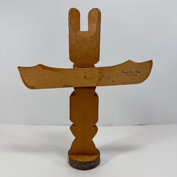 Vintage Hand Carved Wood Totem Pole Souvenir Jackson Wy Southwest Cabin Decor - Picture 5 of 9